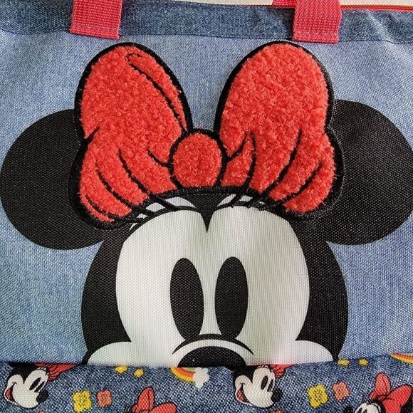 Disney Minnie Mouse Cambray Denim Girls School Backpack Brand New Zipper Closure - Picture 2 of 10